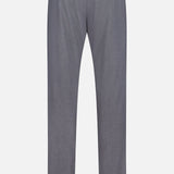 Back view of the PETER MILLAR Charlotte Performance Trouser Pant in gray stretch mélange, featuring belt loops, two buttoned back pockets, and a straight leg cut, displayed against a plain white background.