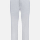 The Charlotte Performance Trouser Pant by PETER MILLAR features light gray stretch mélange fabric, belt loops, a button closure, and zip fly. Classic straight-leg style offers comfort and versatility, shown against a white background.