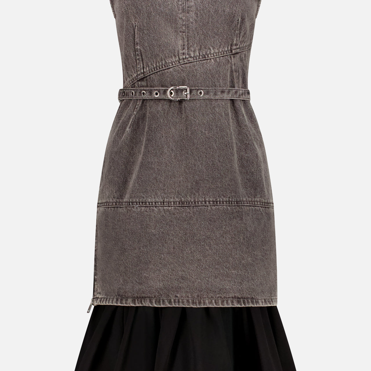 Belted Dress W/ Chiffon Combo (7754894540915)