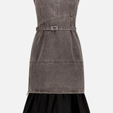 Belted Dress W/ Chiffon Combo (7754894540915)