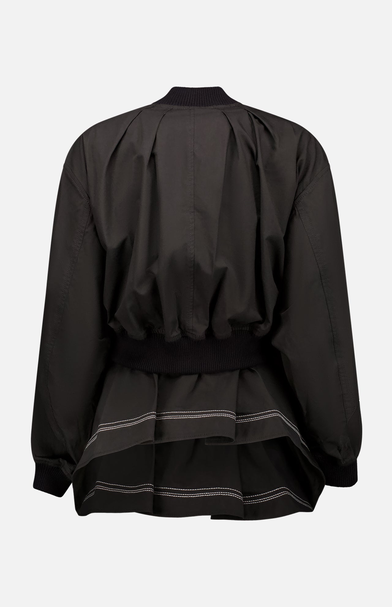 Double Layered Bomber Jacket with Flare Hem