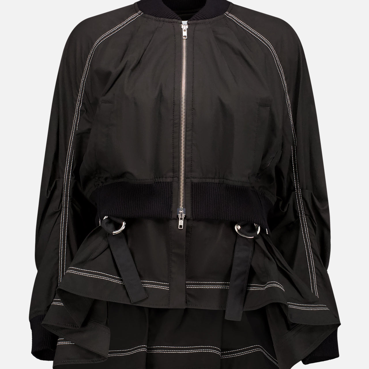 Double Layered Bomber Jacket with Flare Hem (7421987061875)