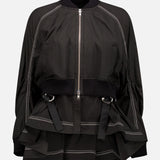 Double Layered Bomber Jacket with Flare Hem (7421987061875)