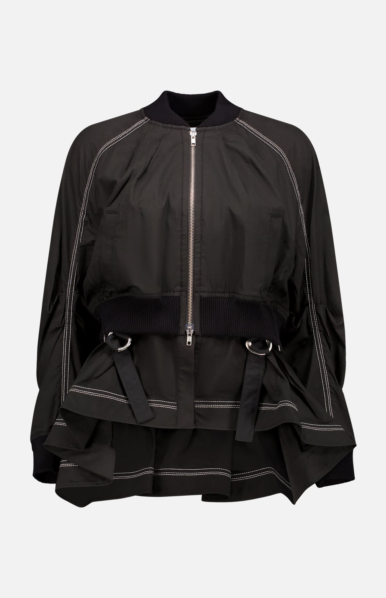 Double Layered Bomber Jacket with Flare Hem