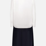 Long Sleeve Relaxed Draped Shirt Combo Dress (7628981010547)