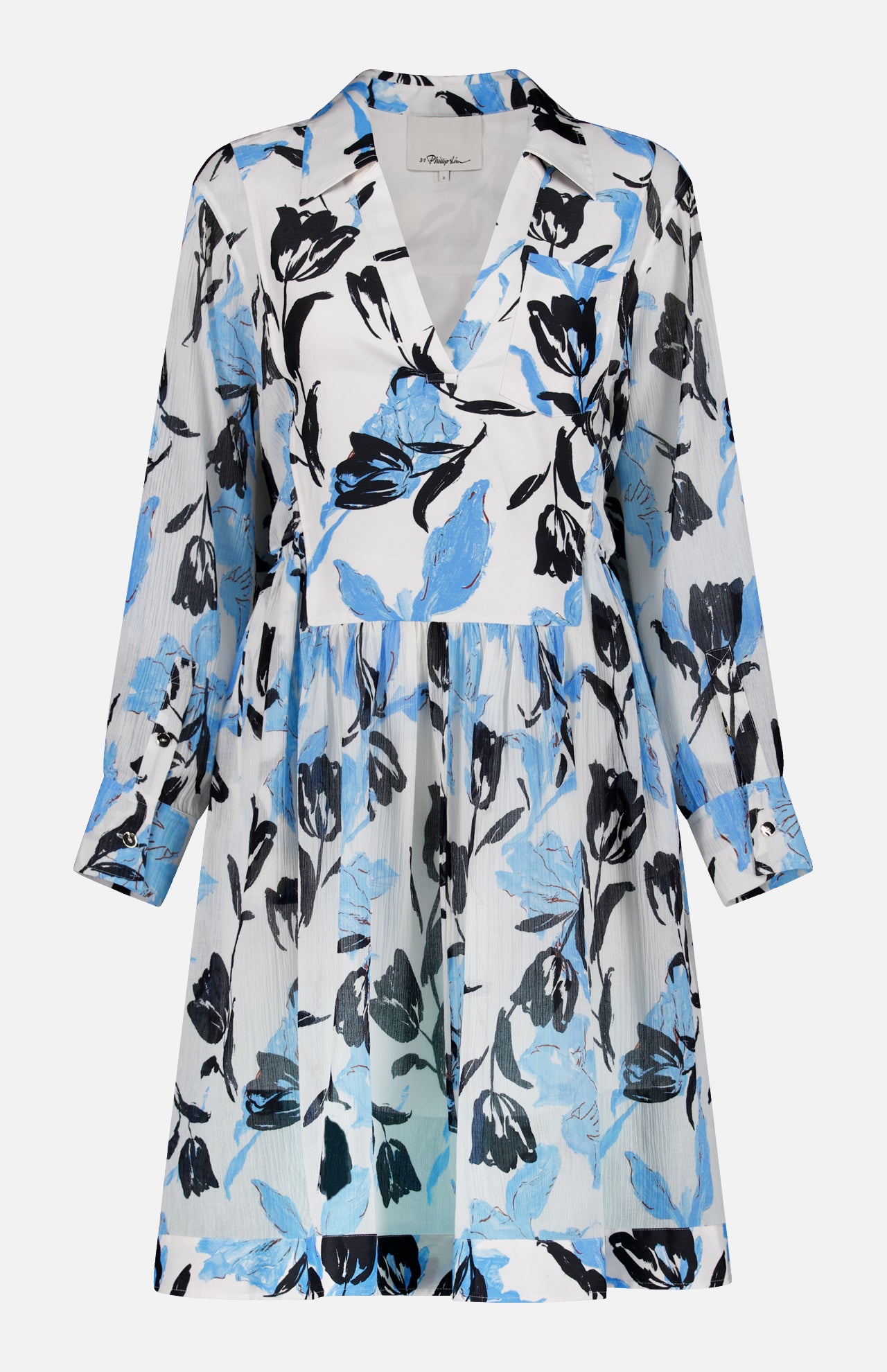 Long Sleeve Shirt Dress W/ Waist Ties (14681358172523)