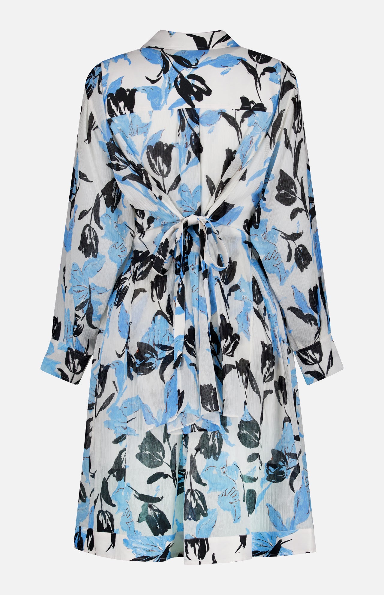 Long Sleeve Shirt Dress W/ Waist Ties (14681358172523)