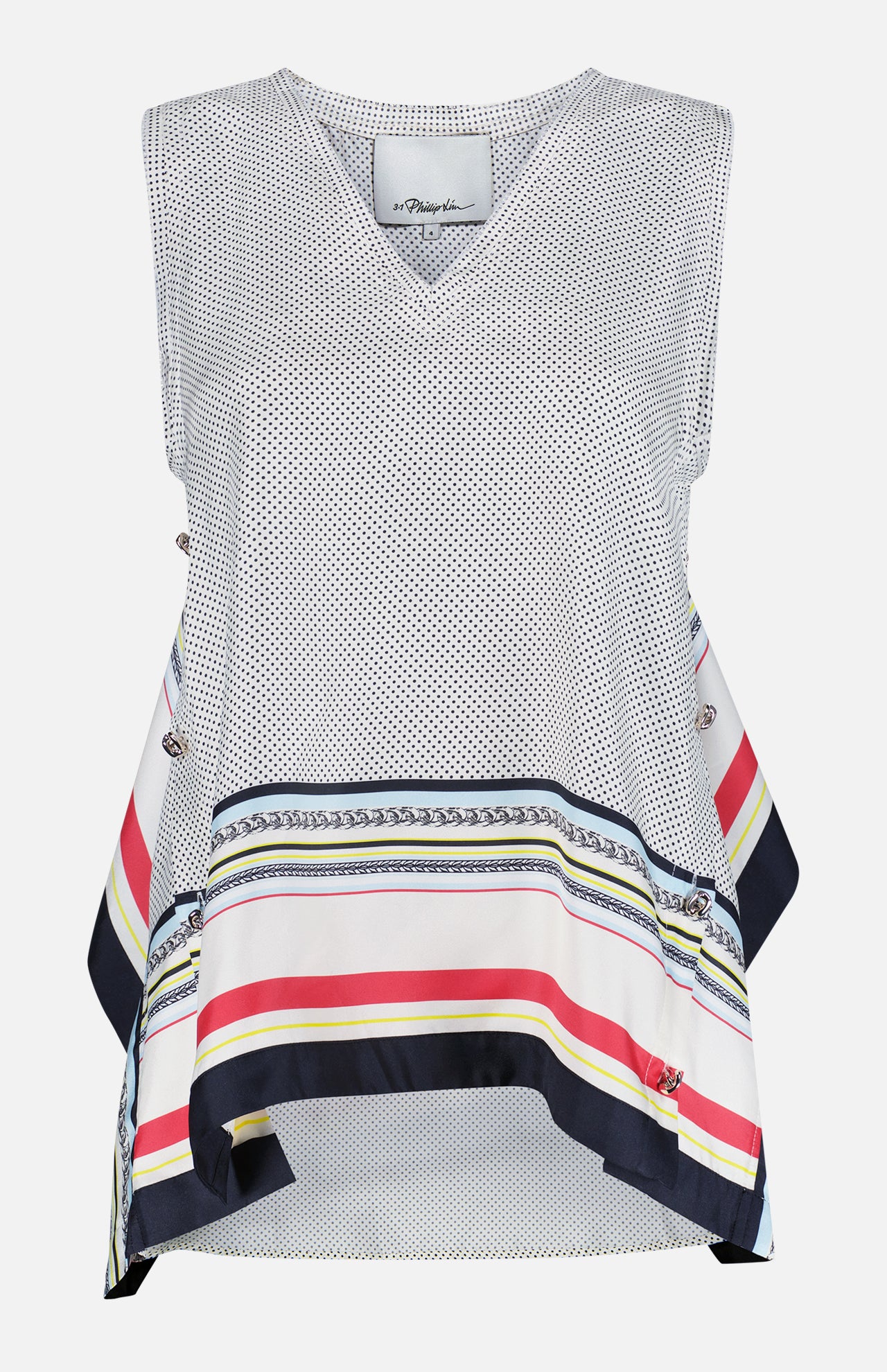 NY Liberty Silk Sleeveless Cascade Drape Top