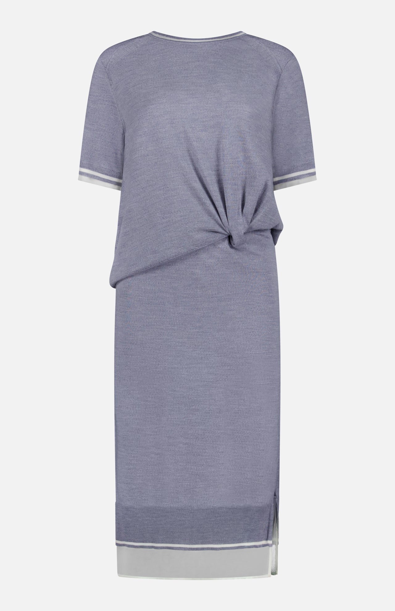 Short Sleeve Draped Knit Midi Dress (14681358106987)