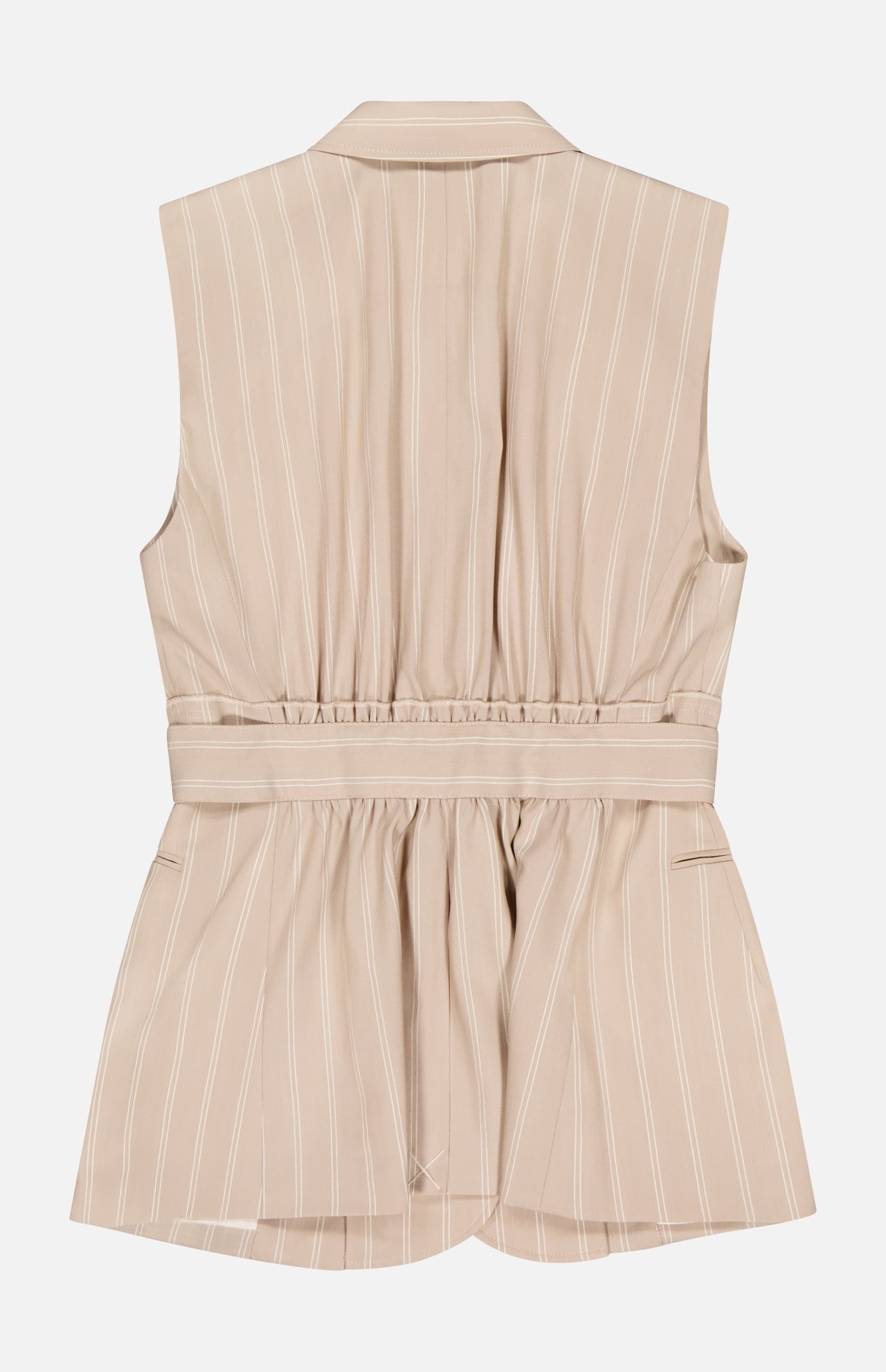 Sleeveless Belted Striped Blazer (14647604216171)