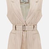 Sleeveless Belted Striped Blazer (14647604216171)