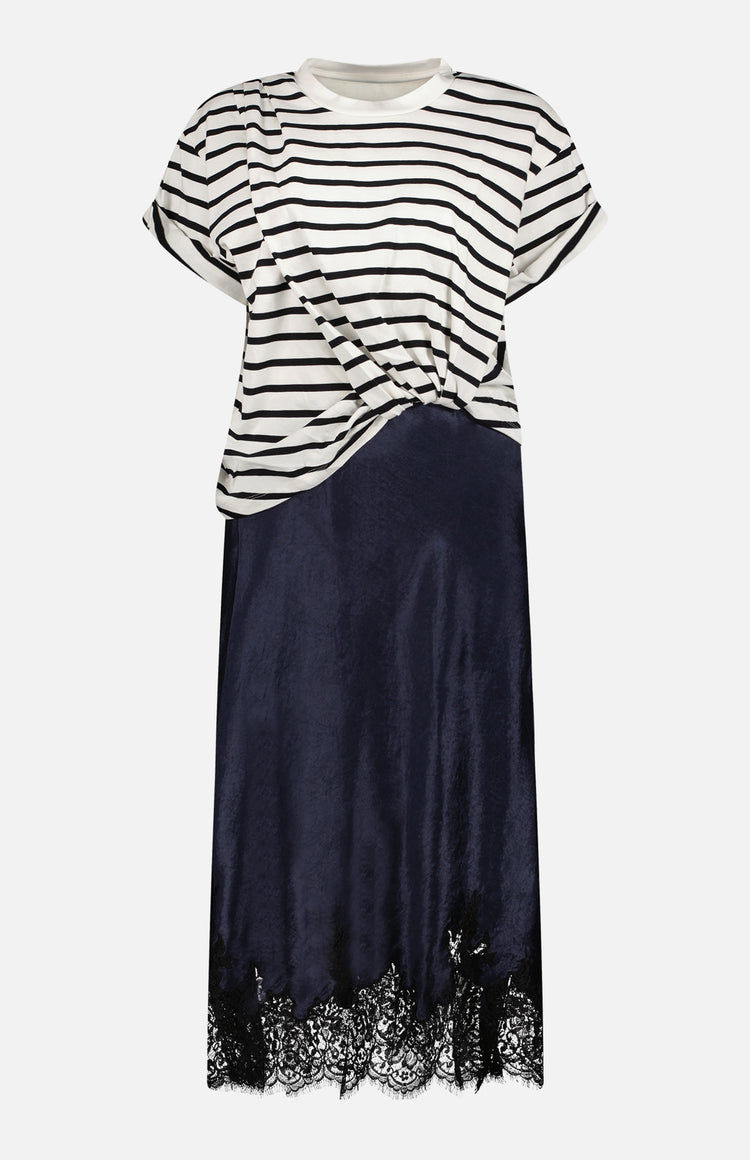Striped Draped T-Shirt Slip Dress (7388045344883)