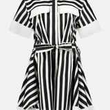 Striped Short Sleeve Shirt Dress (14681357812075)