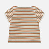 Maeve Baby T-shirt in a vintage-inspired striped cotton design with lace trim on the short sleeves.