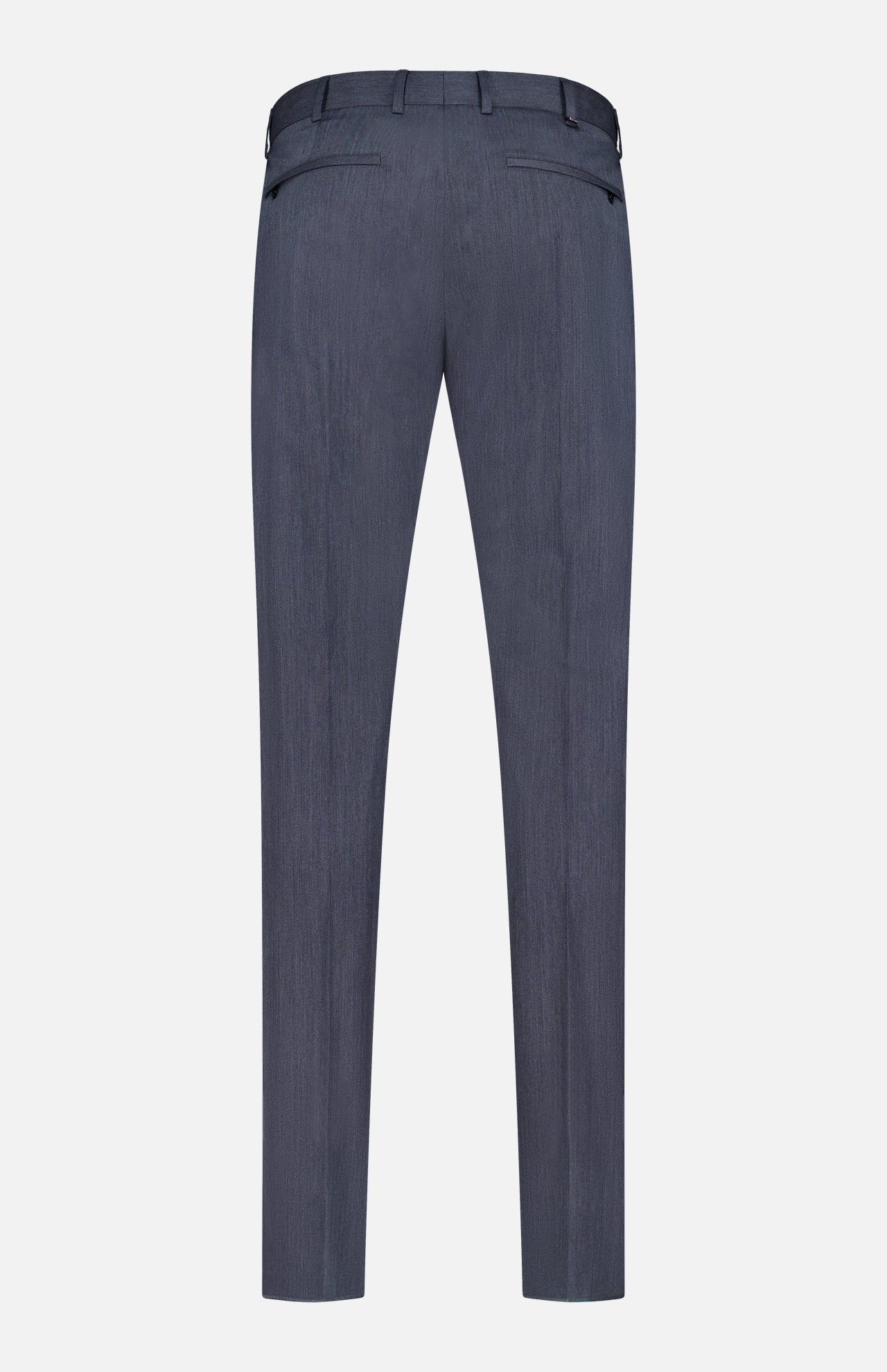 Back view of the PT TORINO Active Superlight Wool Twill Trousers, featuring belt loops, two buttoned back pockets, and a slim fit design—an elevated interpretation of classic corporate pants perfect for professional environments.