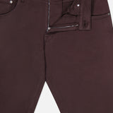 A pair of PT TORINO Stretch Jeans in Testa Di Moro, crafted from a luxurious cotton-cashmere blend. These men's designer jeans feature front pockets, visible stitching, and a partially open zipper fly that reveals the inside waistband and a metal button at the top.
