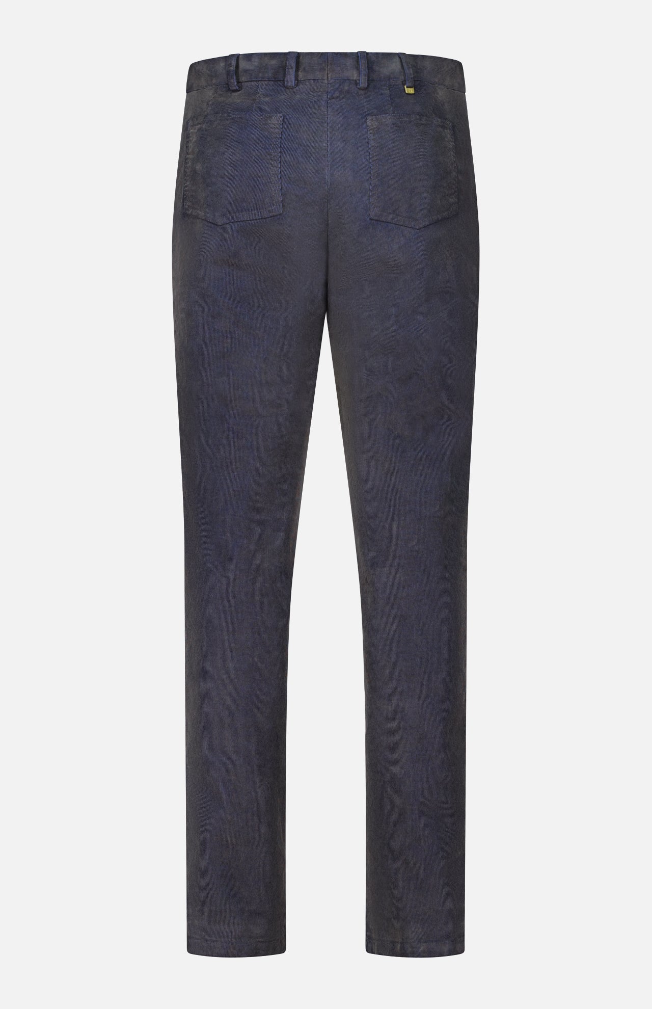 Back view of navy Slim Stretch Cotton Corduroy Trouser Pants by PT Torino featuring a slim fit and two back pockets.