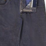 Slim Stretch Cotton Corduroy Trouser Pants by PT Torino in a slim-fit dark navy blue corduroy with a button fly.