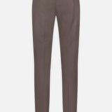 The PT TORINO Slim Flat Front Soft Fine Trouser Pant is a brown, slim-fit dress pant shown from the back, featuring two buttoned back pockets, belt loops, and a design ideal for the professional man.
