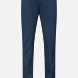 Teal blue Slim Flat Front Supreme Comfort Trousers by PT Torino with a slim-fit, flat front, and button closure.