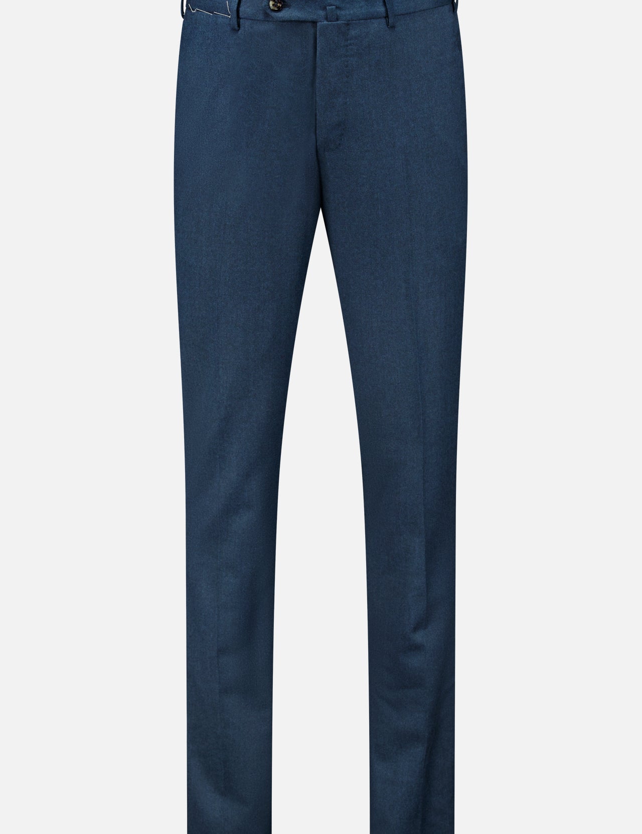 Teal blue Slim Flat Front Supreme Comfort Trousers by PT Torino with a slim-fit, flat front, and button closure.