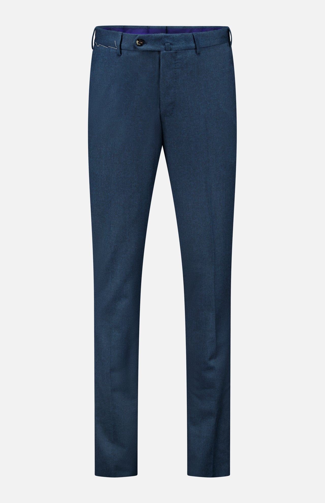 Teal blue Slim Flat Front Supreme Comfort Trousers by PT Torino with a slim-fit, flat front, and button closure.