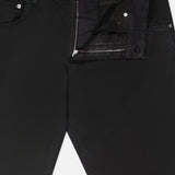 PT TORINO Stretch Gabardine 5-Pocket Pants in black, featuring a front zipper and button fly, classic 5-pocket design with metal rivets, and a white PT-inscribed label on the inner waistband. Made in Italy.