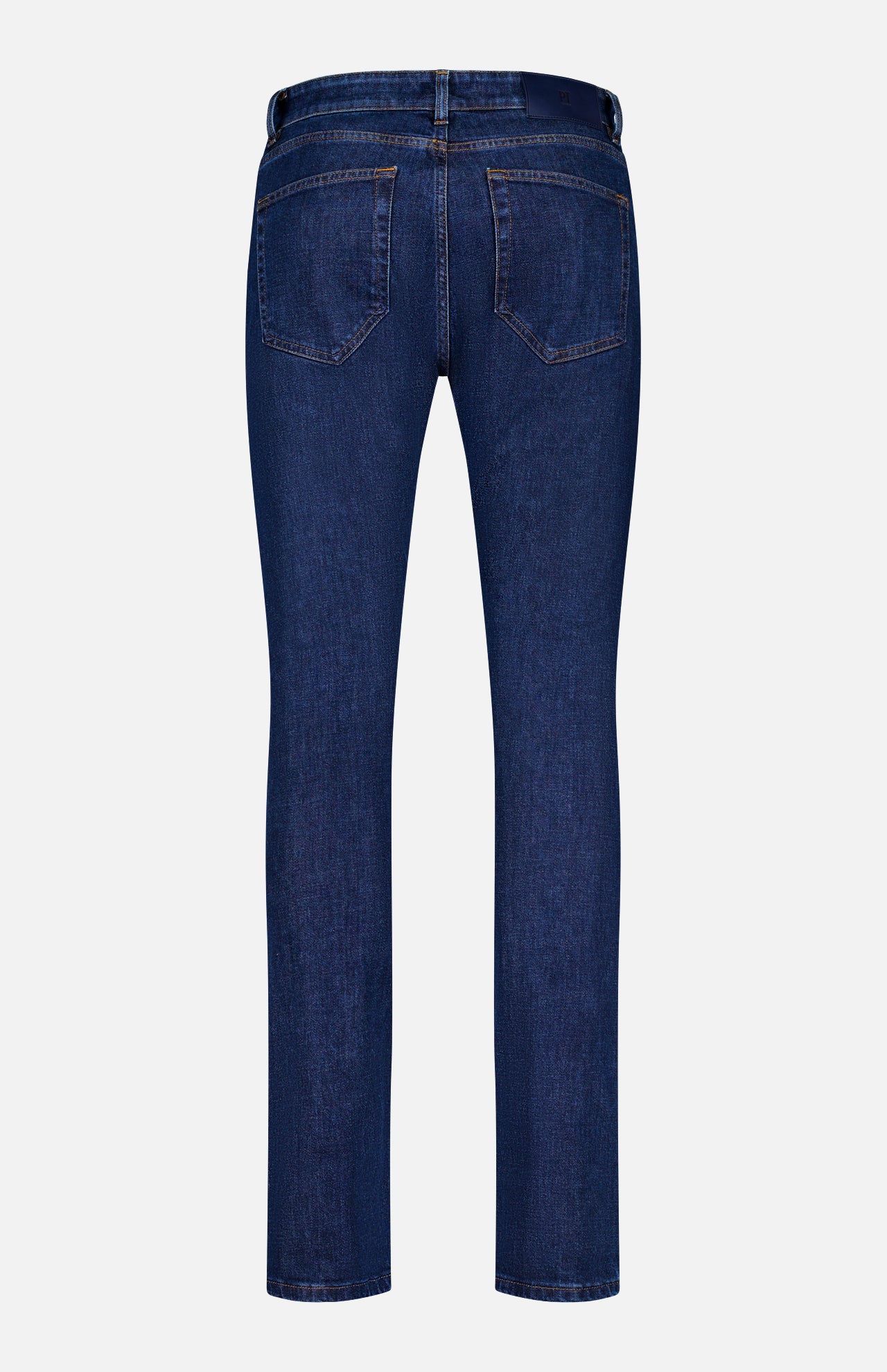 Back view of PT TORINO Stretch Japan Denim Jeans in dark blue, featuring two back pockets and straight legs, shown against a plain white background.