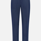 PT TORINO Super 100's Wool Fancy Trouser Pants feature a blue checkered pattern, adjustable side tabs, front button closure, and a single front pocket—an elegant update on classic trousers—shown on a plain white background.
