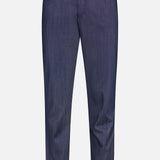 A pair of luxury Thermo Superlight Stretch Wool Trouser Pants by PT TORINO, crafted from premium stretch wool in a rich navy hue, featuring a classic five-pocket design, belt loops, and a button closure, displayed against a plain white background.