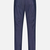 Back view of the PT TORINO Thermo Superlight Stretch Wool Trouser Pants in navy, featuring belt loops and two back pockets, displayed on a plain white background.