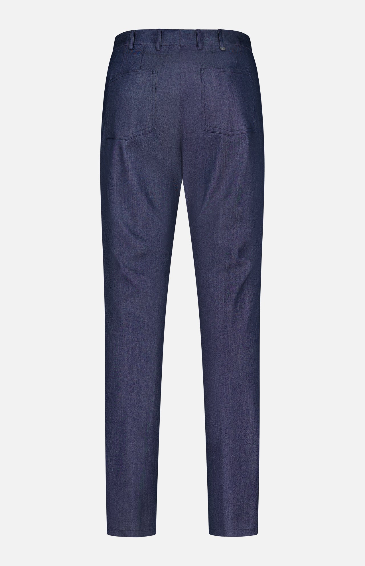 Back view of the PT TORINO Thermo Superlight Stretch Wool Trouser Pants in navy, featuring belt loops and two back pockets, displayed on a plain white background.