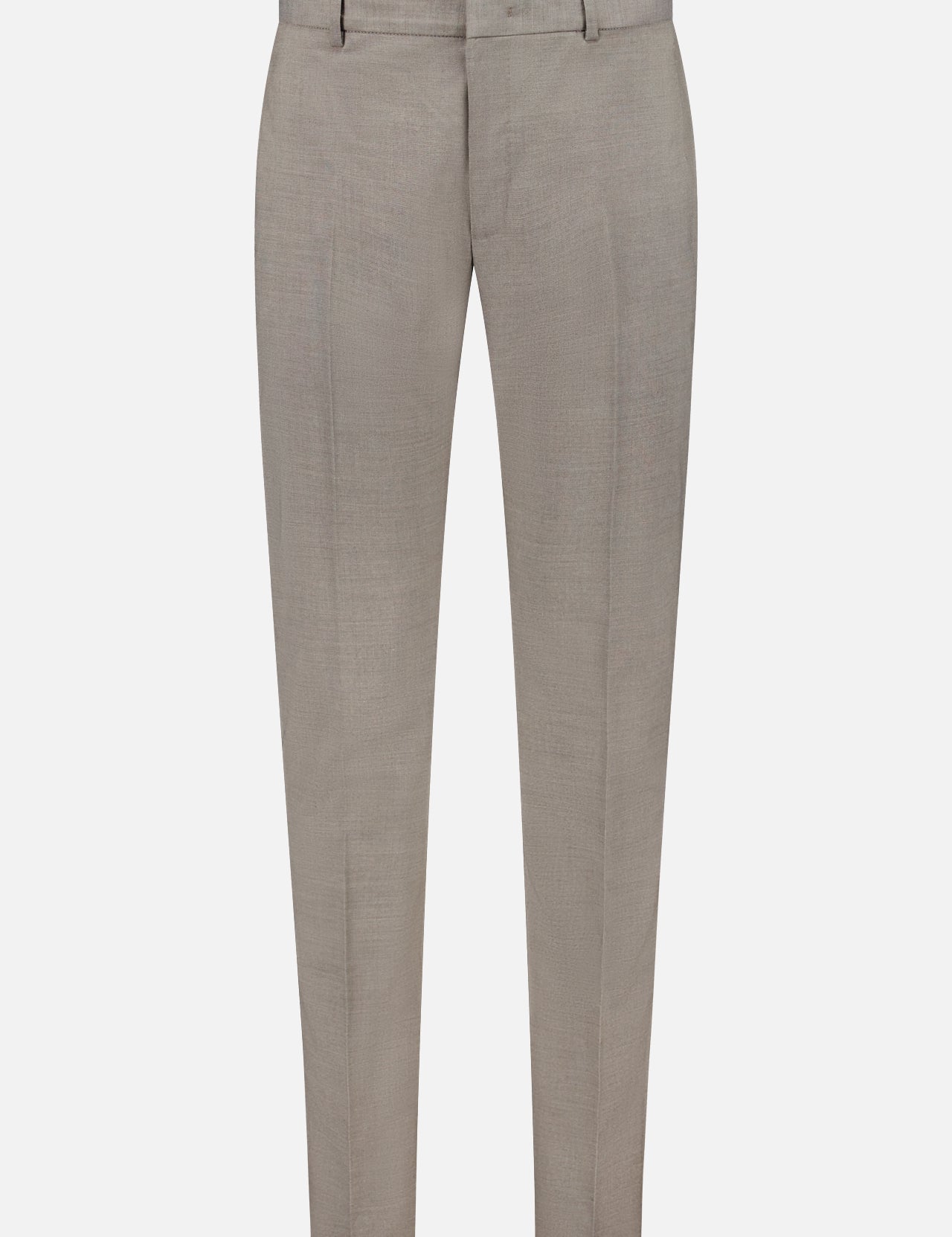 PT TORINO Traveler Light Stretch Structure Trouser Pant displayed on a white background. These tailored slim-fit pants are crafted from stretch wool and feature belt loops, a hook-and-bar closure, and sharp crease lines down the front of each leg.
