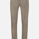 Taupe PT Torino Wool & Cashmere Flannel five-pocket fleece wool pants with a button fly.