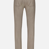 Back view of taupe Wool & Cashmere Flannel Pants in a five-pocket style.