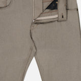 Taupe Wool & Cashmere Flannel Pants featuring a five-pocket design, zip fly, and button closure.