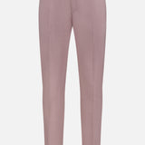 PT TORINO Wool & Cotton Stretch Oxford Trouser Pants in light pink for men feature a slim fit, front button and zip closure, belt loops, and side pockets, shown on a plain white background.
