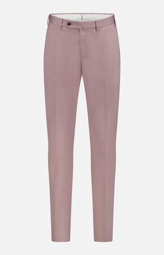 PT TORINO Wool & Cotton Stretch Oxford Trouser Pants in light pink for men feature a slim fit, front button and zip closure, belt loops, and side pockets, shown on a plain white background.