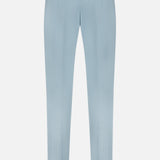 Back view of PT TORINO Wool Blended Solaro Trouser Pants in light blue, featuring belt loops, two buttoned back pockets, and a tailored fit—ideal for polished office style.