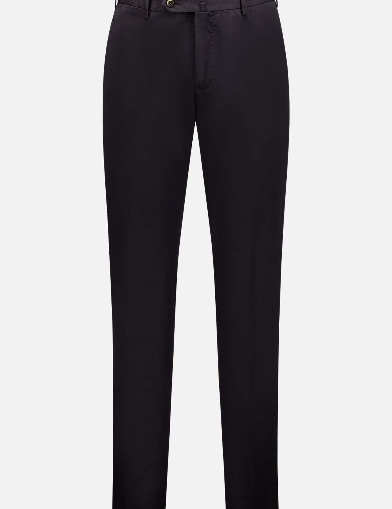 PT TORINO Trousers: tailored slim-fit black pants with belt loops, button and zip closure, and sleek slim legs, shown on a plain white background.