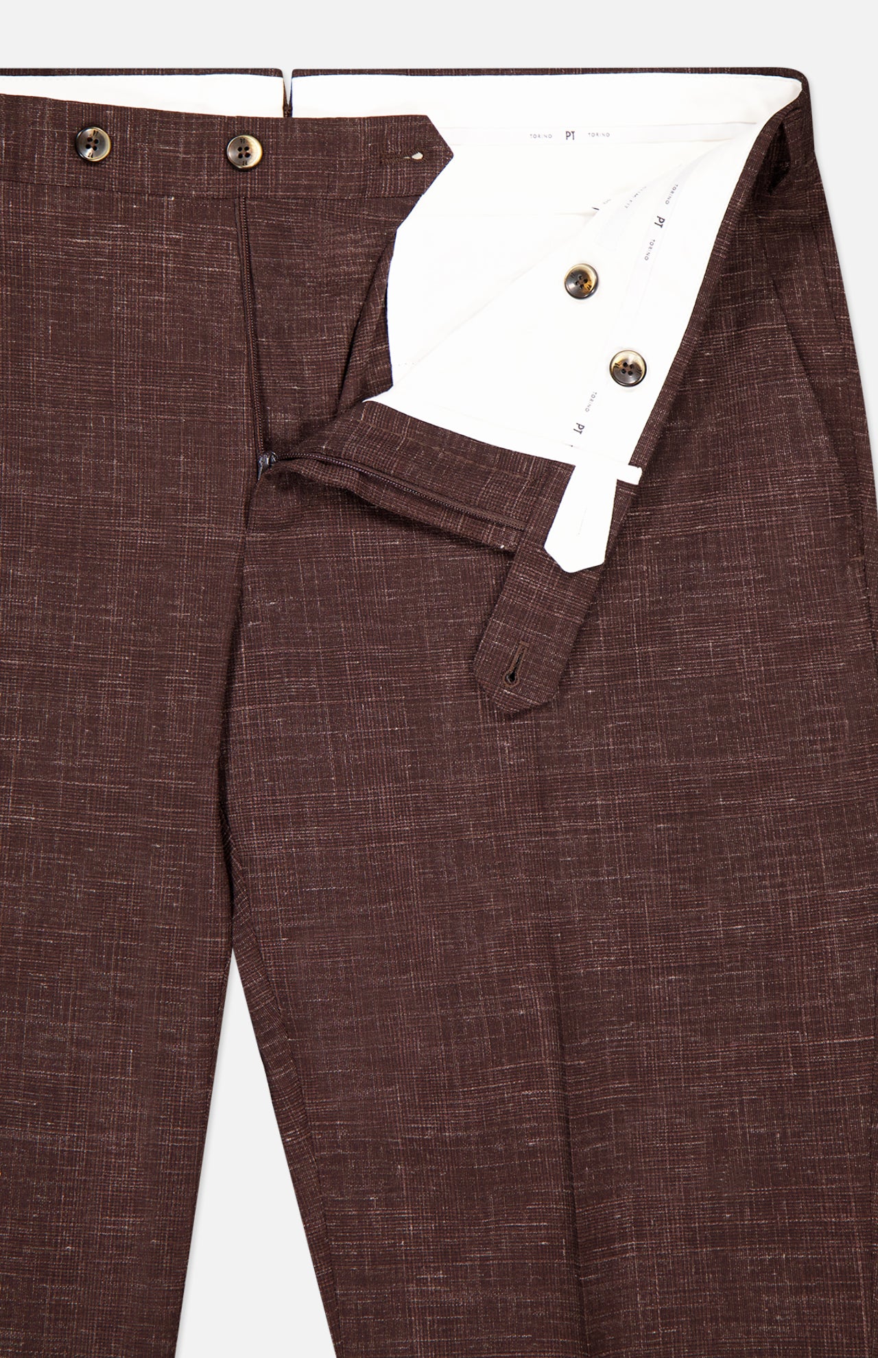 Wool/Linen Fancy Slim Flat Front Trouser (14639460188523)