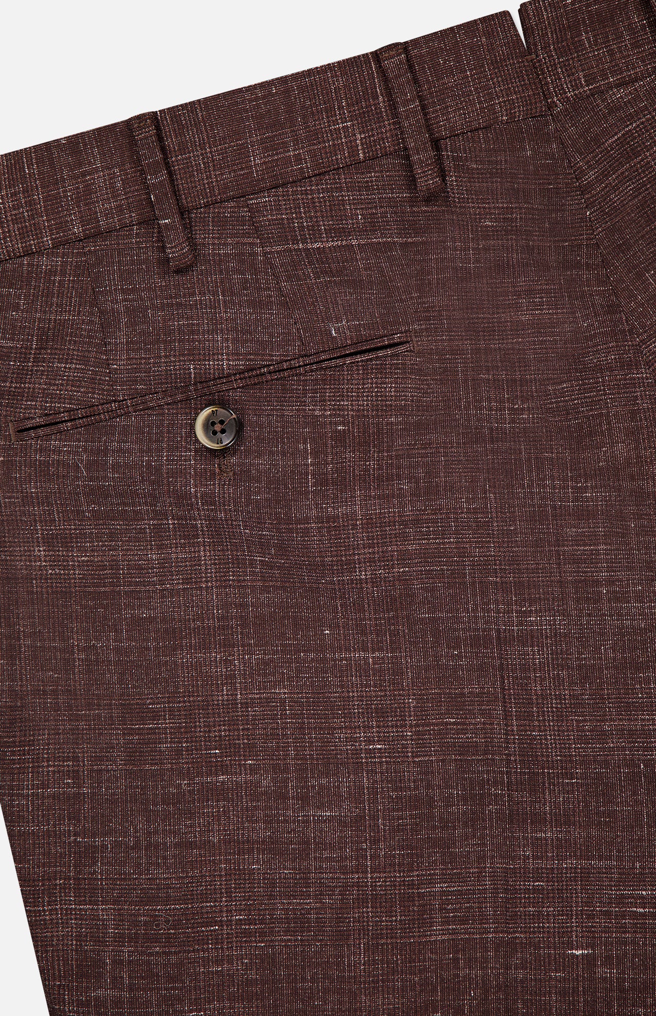 Wool/Linen Fancy Slim Flat Front Trouser (14639460188523)