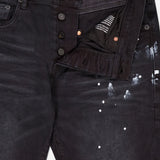 Black Resin Knee Slit Jean (7754066755699)