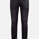 Black Resin Knee Slit Jean (7754066755699)