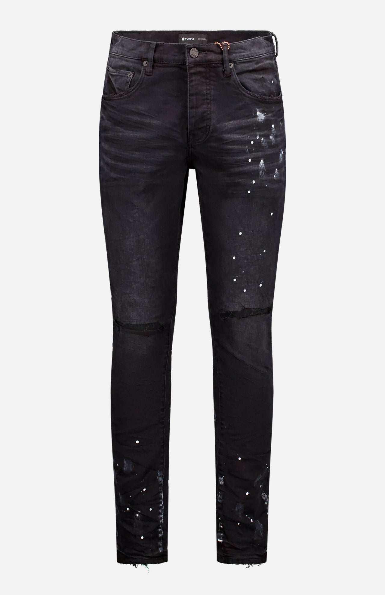 Black Resin Knee Slit Jean (7754066755699)