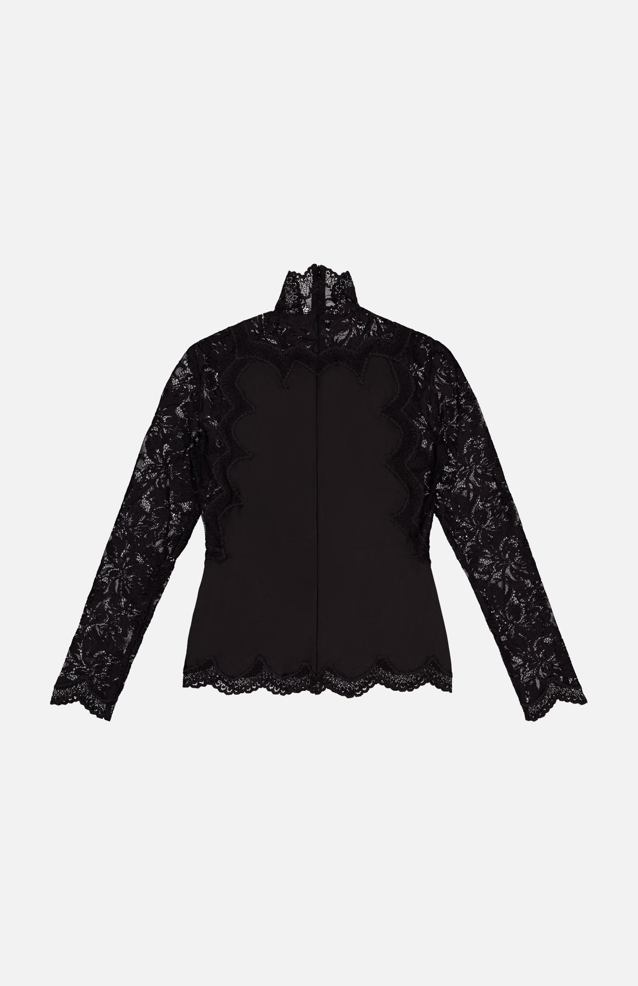 Lace Long Sleeve Mock Neck Top (14666885726571)