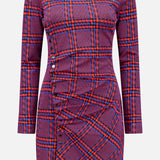 Plaid Long Sleeve Mini Dress (7684602462323)