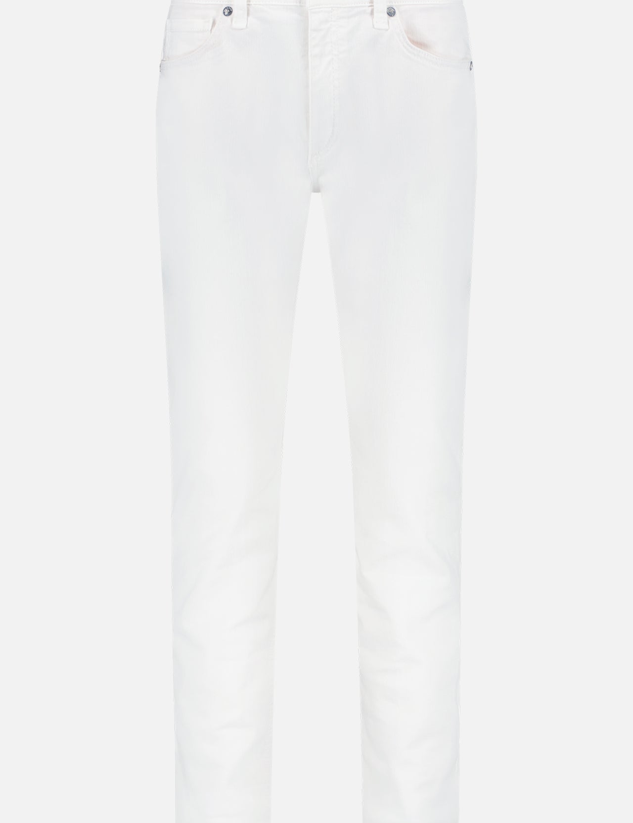 The Dre Low-Rise Slim Boyfriend jeans by RAG & BONE are slim-fit white jeans with front pockets, button closure, and belt loops, displayed against a plain white background.