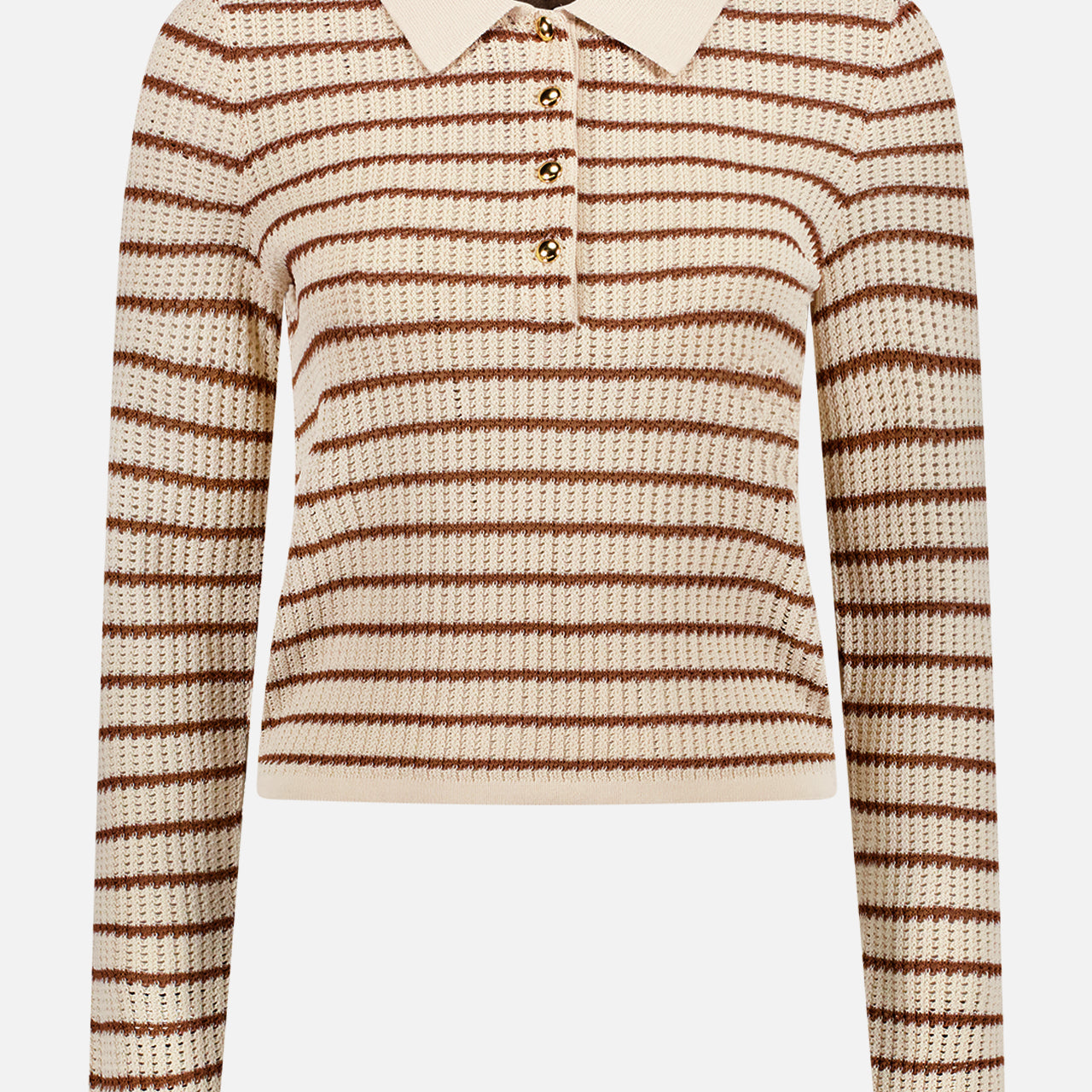 Viola Stripe Long Sleeve Polo Shirt (14633923772779)