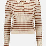 Viola Stripe Long Sleeve Polo Shirt (14633923772779)